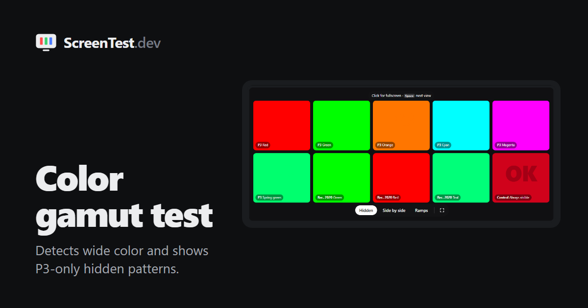 Color Gamut Test – Check sRGB, DCI-P3 & Rec. 2020 | ScreenTest